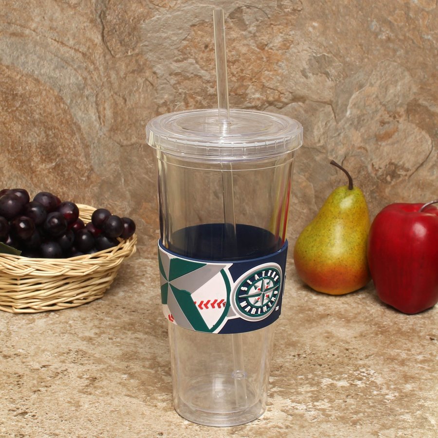 Mariners Cups Seattle Mariners Sip N Go 24oz. Travel Cup with PVC Wrap