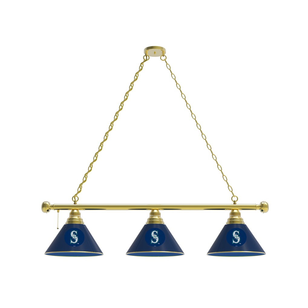 Seattle Mariners 3-Shade Billiard Light with Brass Fixture