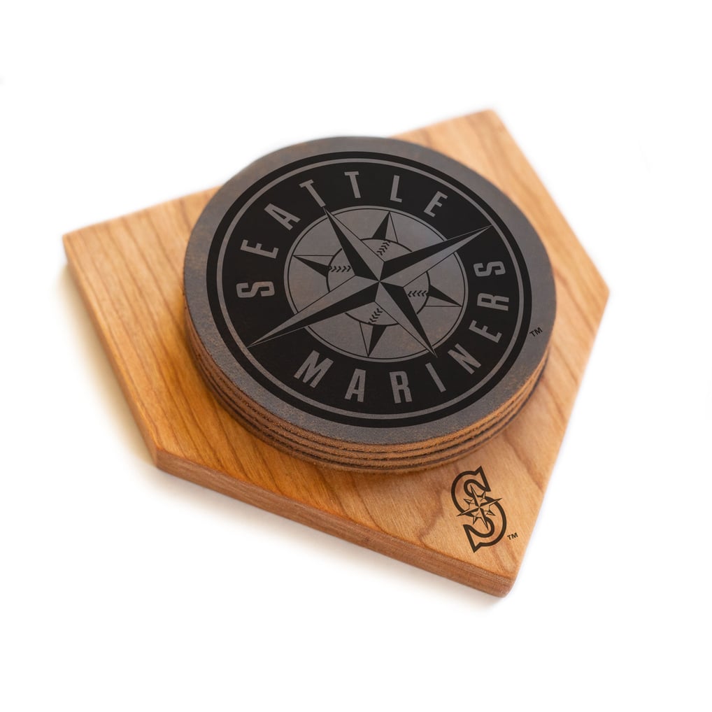 Mariners Tableware Seattle Mariners Home Plate Leather Coaster Set