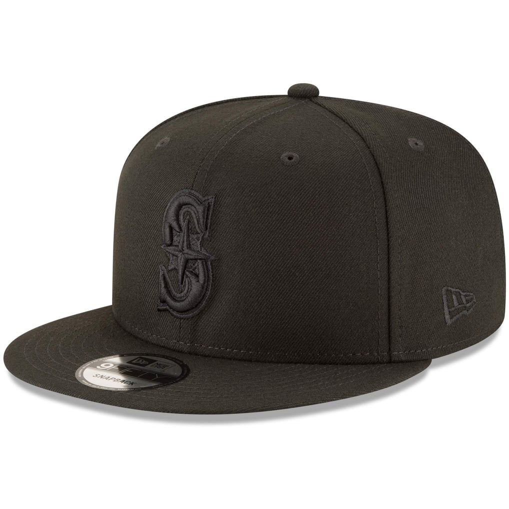 Seattle Mariners New Era Black on Black 9FIFTY Team Snapback Adjustable Hat - Black