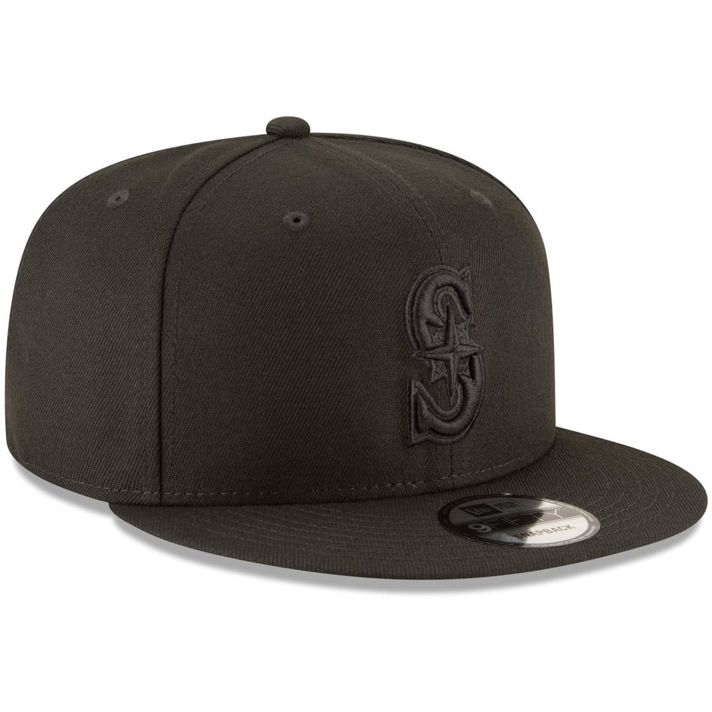 Seattle Mariners New Era Black on Black 9FIFTY Team Snapback Adjustable Hat - Black