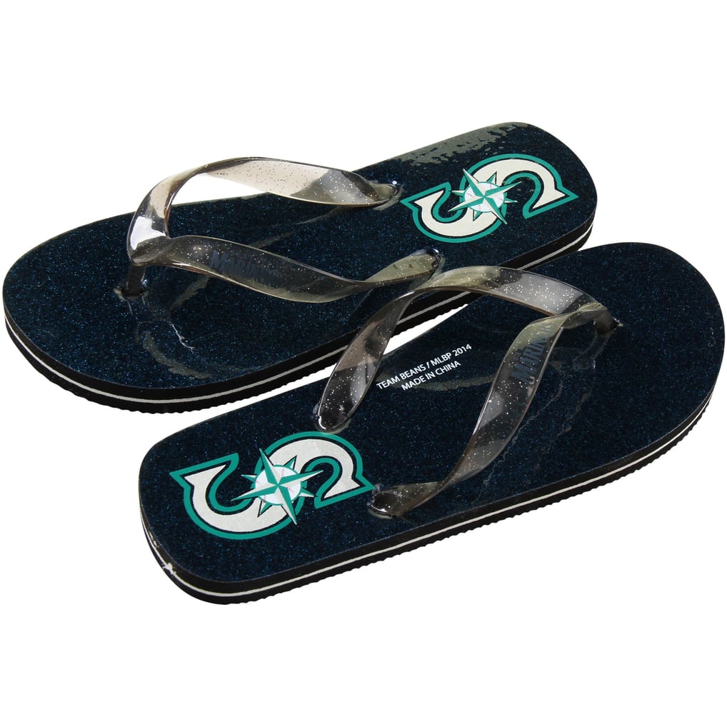 Mariners Color Shoes Seattle Mariners Women's Glitter Flip Flops - Navy Blue