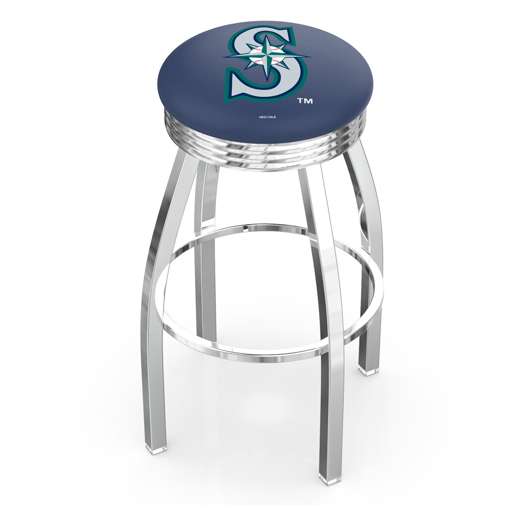 Seattle Mariners 25" Chrome Ringed Swivel Counter Stool - Silver