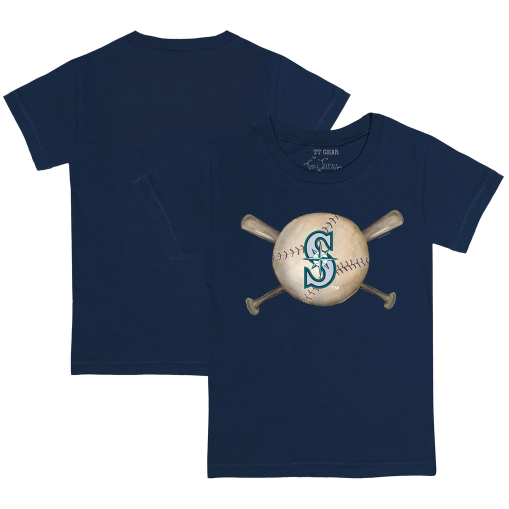 Seattle Mariners Tiny Turnip Toddler Baseball Cross Bats T-Shirt - Navy