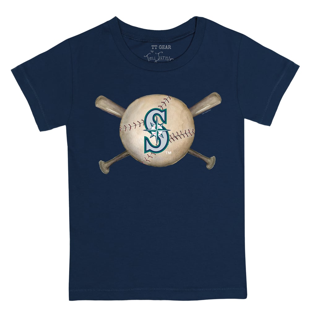 Seattle Mariners Tiny Turnip Toddler Baseball Cross Bats T-Shirt - Navy