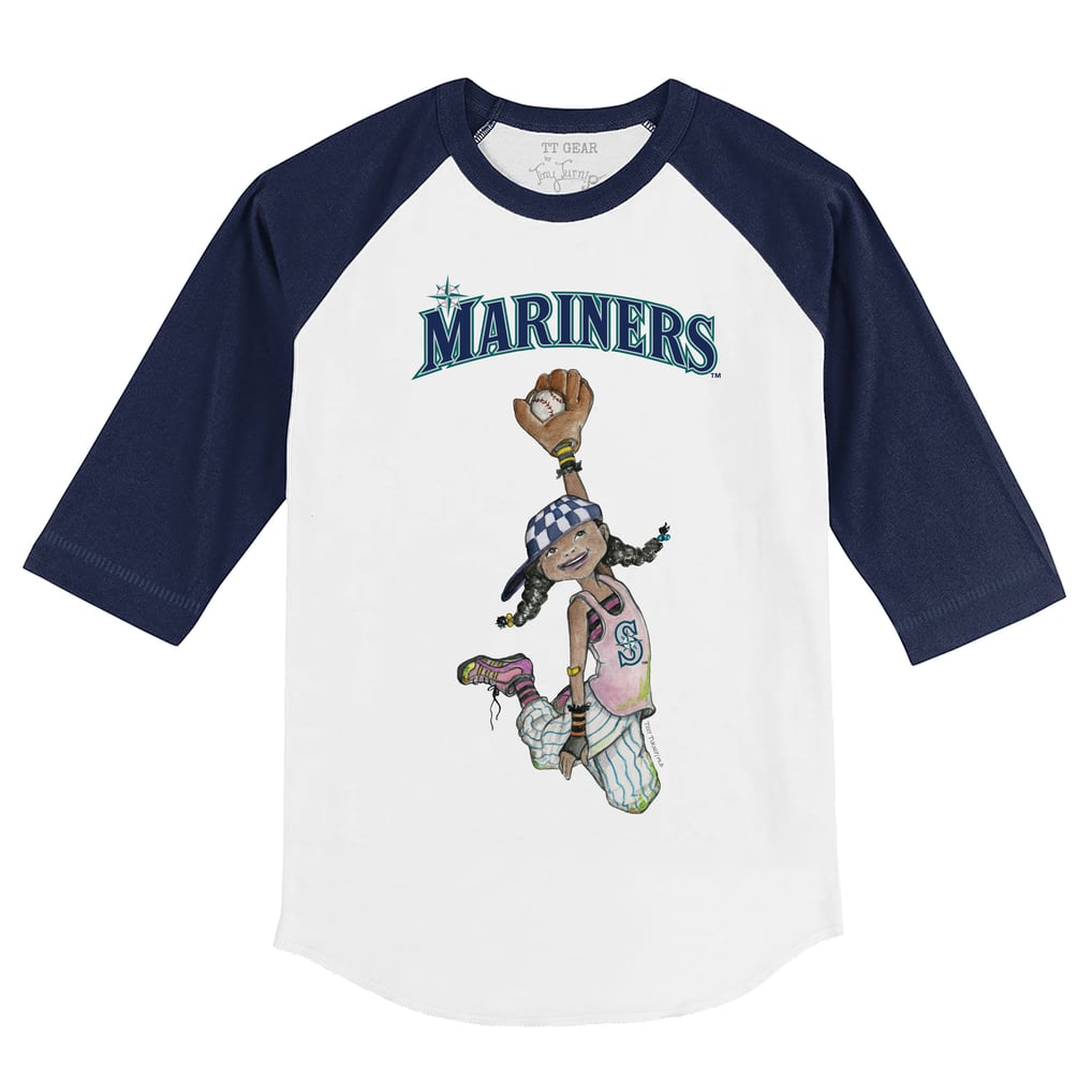 Seattle Mariners Tiny Turnip Toddler Jada 3/4-Sleeve Raglan T-Shirt - White/Navy