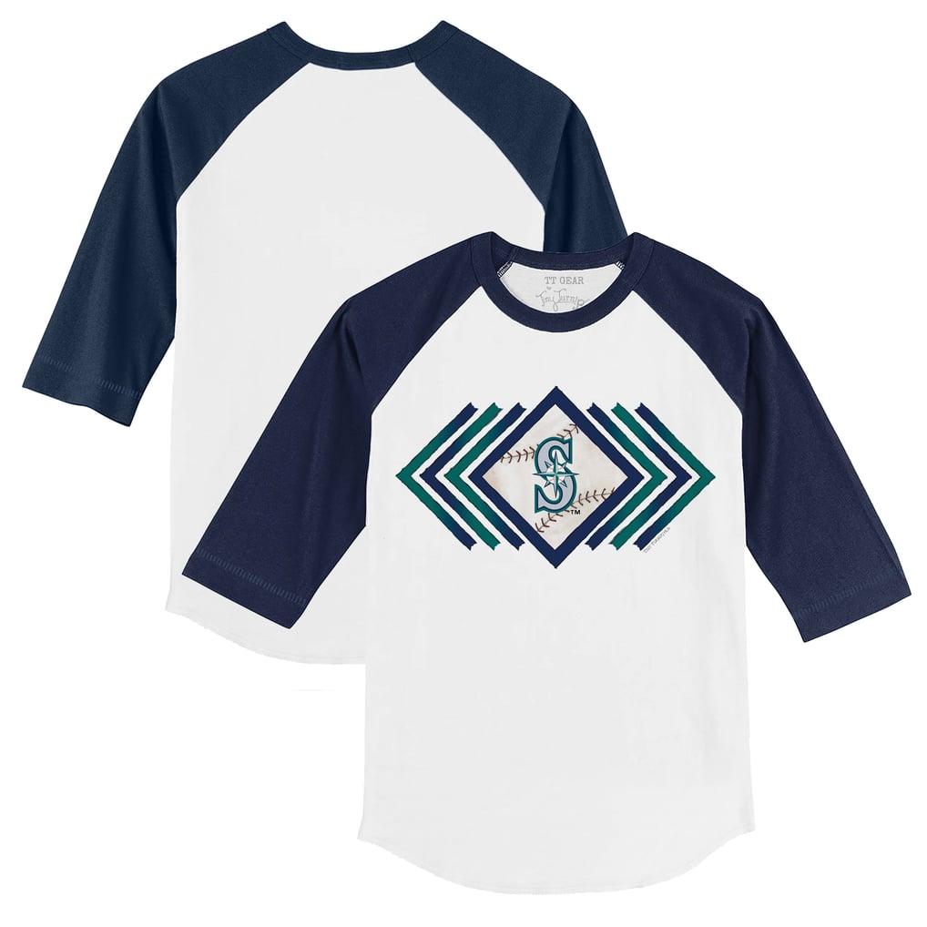 Seattle Mariners Tiny Turnip Toddler Prism Arrows 3/4-Sleeve Raglan T-Shirt - White/Navy