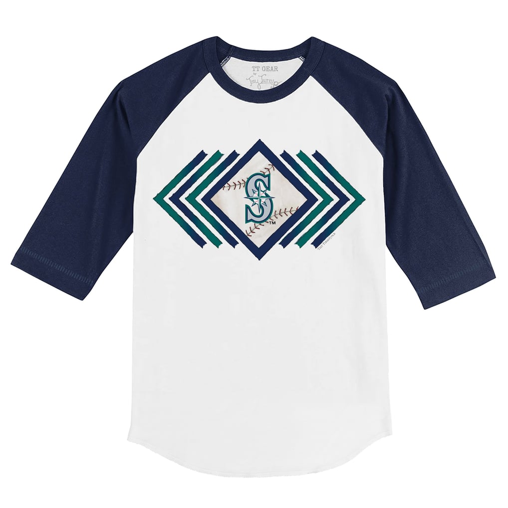 Seattle Mariners Tiny Turnip Toddler Prism Arrows 3/4-Sleeve Raglan T-Shirt - White/Navy