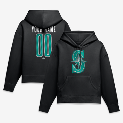 Seattle Mariners Women's Forged Mascot Personalized Name & Number Hoodie - Black
