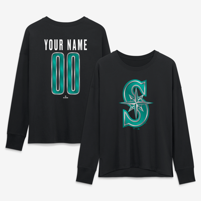 Seattle Mariners Women's Forged Mascot Personalized Name & Number Long Sleeve T-Shirt - Black