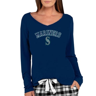Seattle Mariners Concepts Sport Women's Marathon Knit Long Sleeve V-Neck T-Shirt - Navy