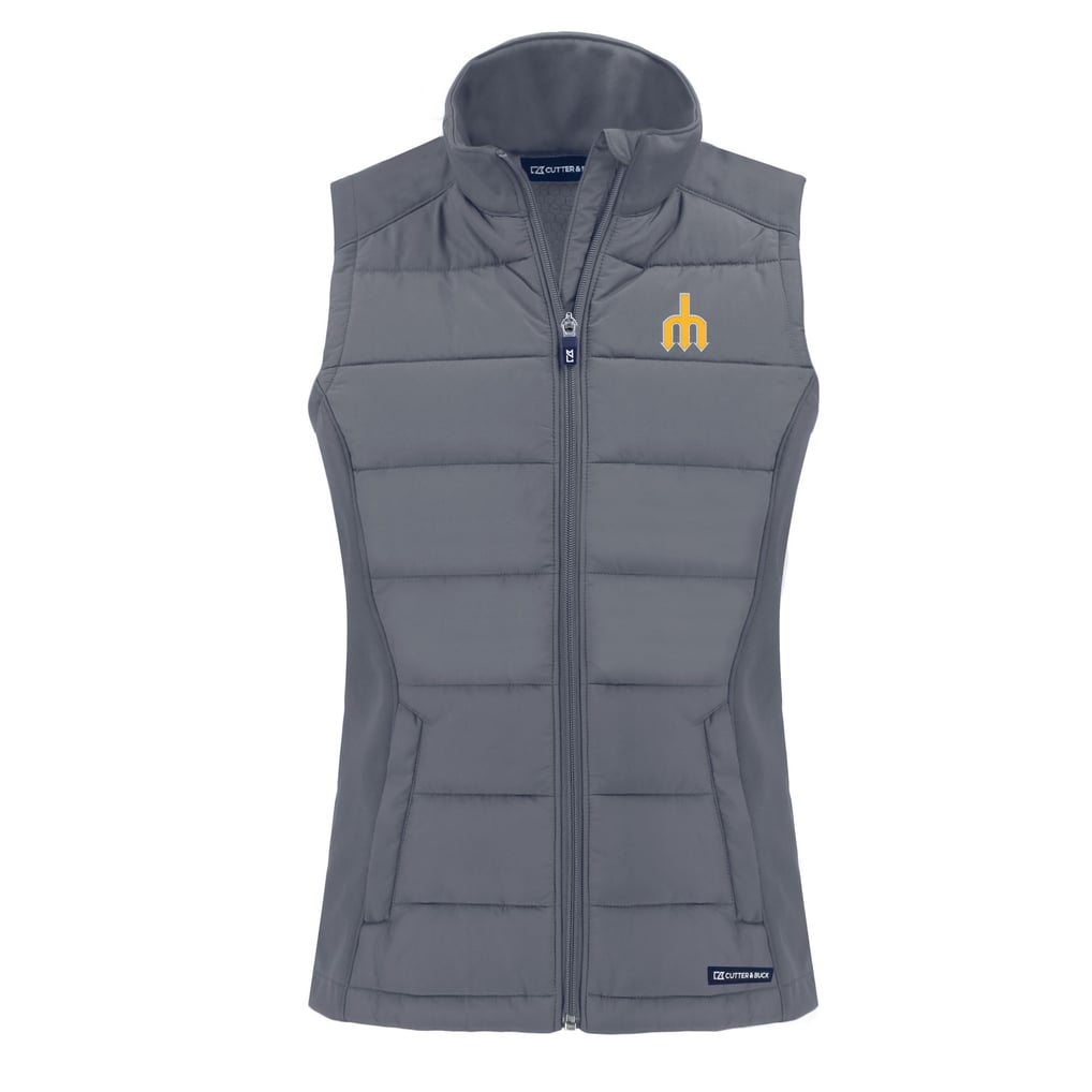 Seattle Mariners Cutter & Buck Women's  Evoke Hybrid Eco PrimaLoft Softshell Recycled Full-Zip Vest - Charcoal
