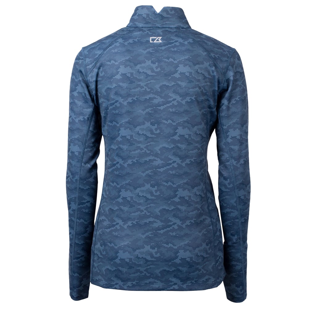 Seattle Mariners Cutter & Buck Women's  Traverse Camo Print Stretch Quarter-Zip Top - Navy