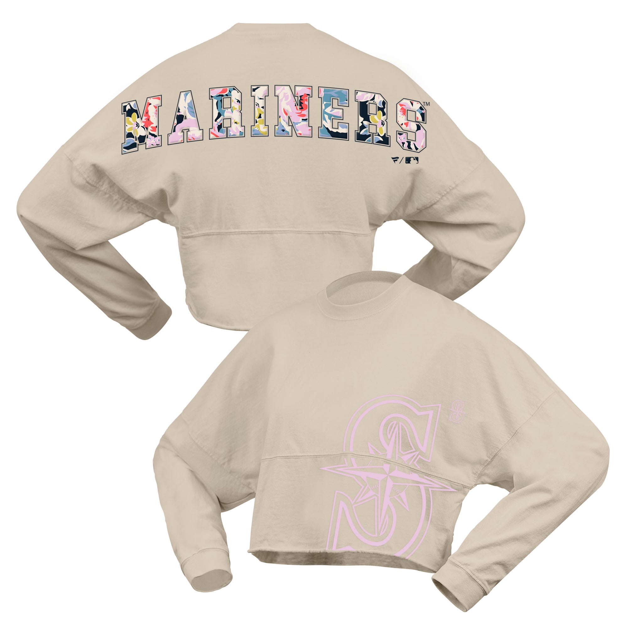 Women's Seattle Mariners Fanatics Cream Floral Preppy Cropped Long ...
