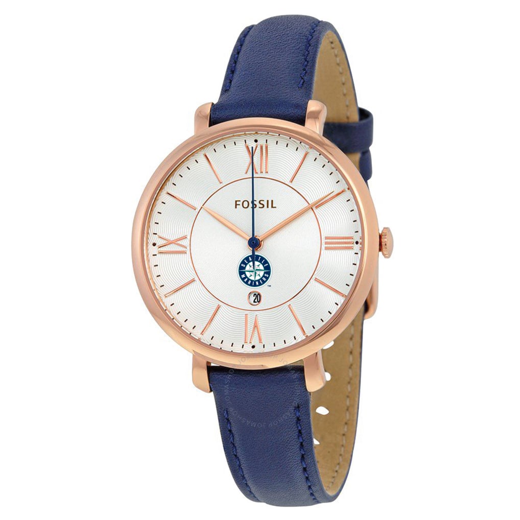 Seattle Mariners Fossil Women's Jacqueline Leather Watch - Gold/Navy