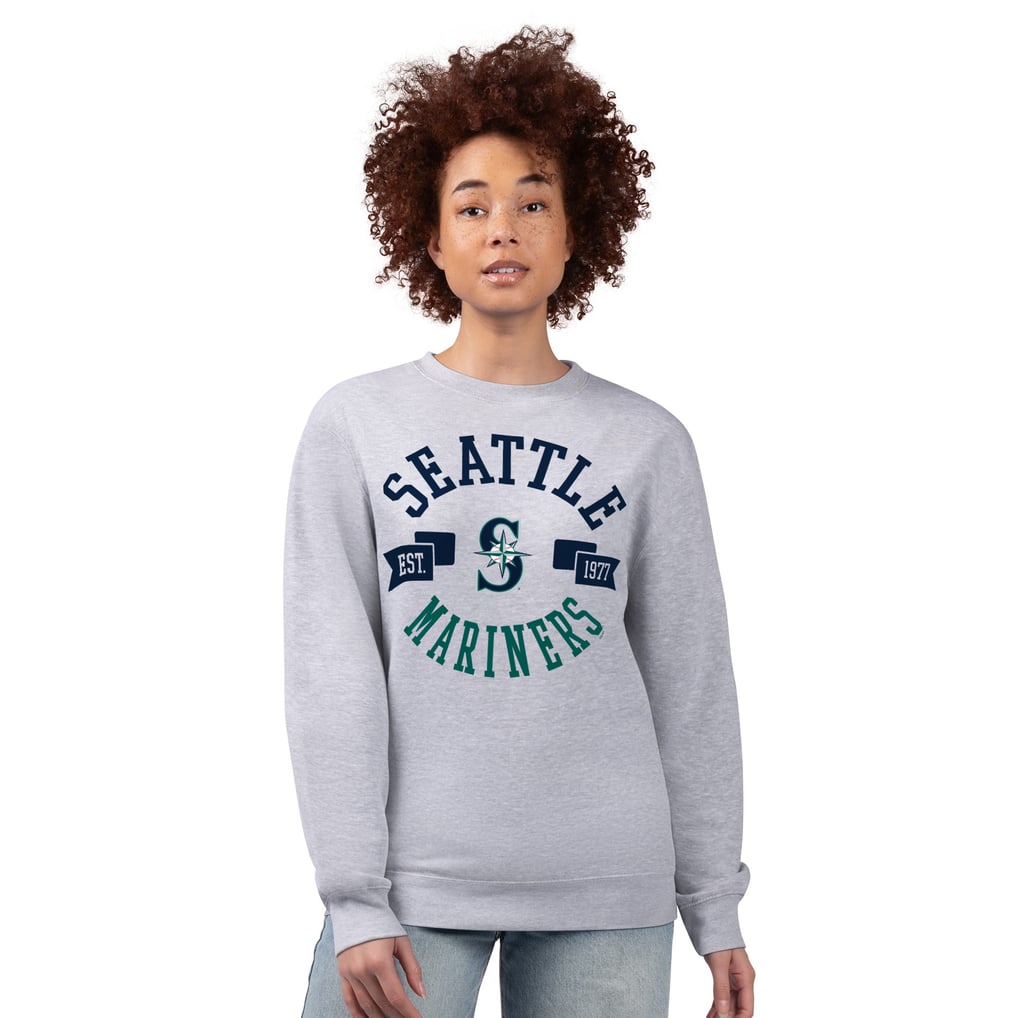 Seattle Mariners G-III 4Her by Carl Banks Women's Team Logo Fleece Pullover Sweatshirt - Heather Gray