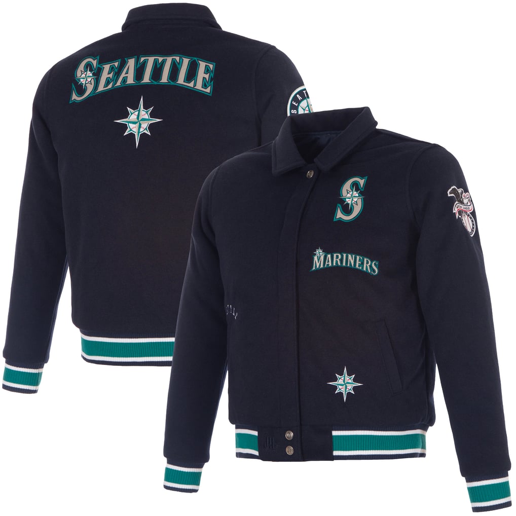 Seattle Mariners JH Design Women's Reversible Wool Full-Snap Jacket - Navy
