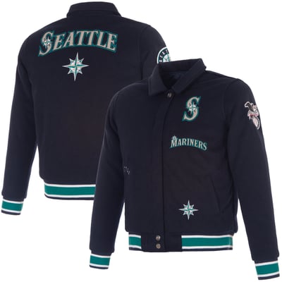 Seattle Mariners JH Design Women's Reversible Wool Full-Snap Jacket - Navy