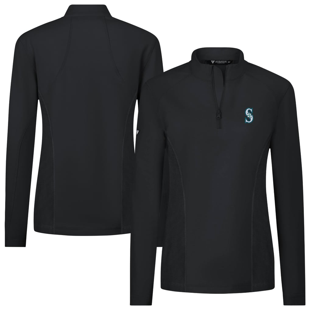 Seattle Mariners Levelwear Women's Upright Insignia 2.0 Quarter-Zip Tri-Blend Top - Black