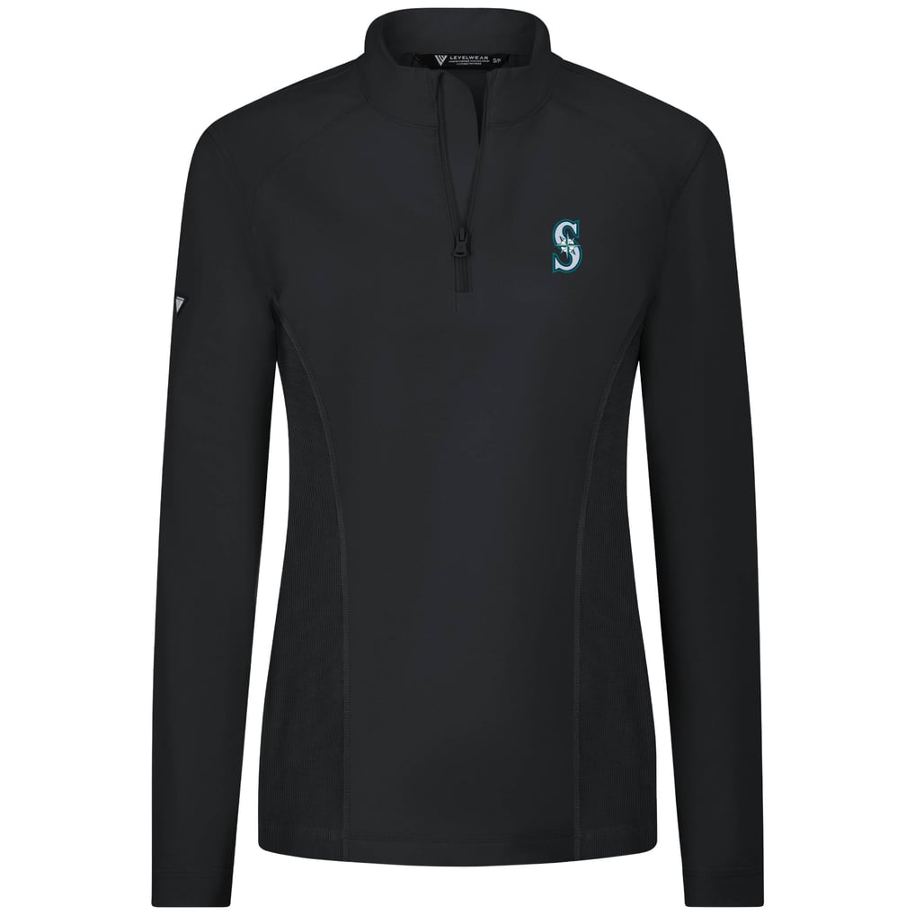 Seattle Mariners Levelwear Women's Upright Insignia 2.0 Quarter-Zip Tri-Blend Top - Black