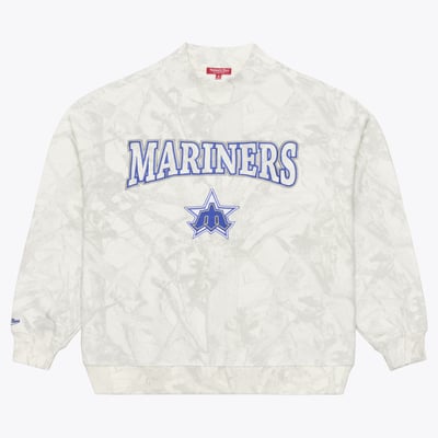  Seattle Mariners Mitchell & Ness Women's Ghosted Camo Fleece Mock Neck Pullover - Camo