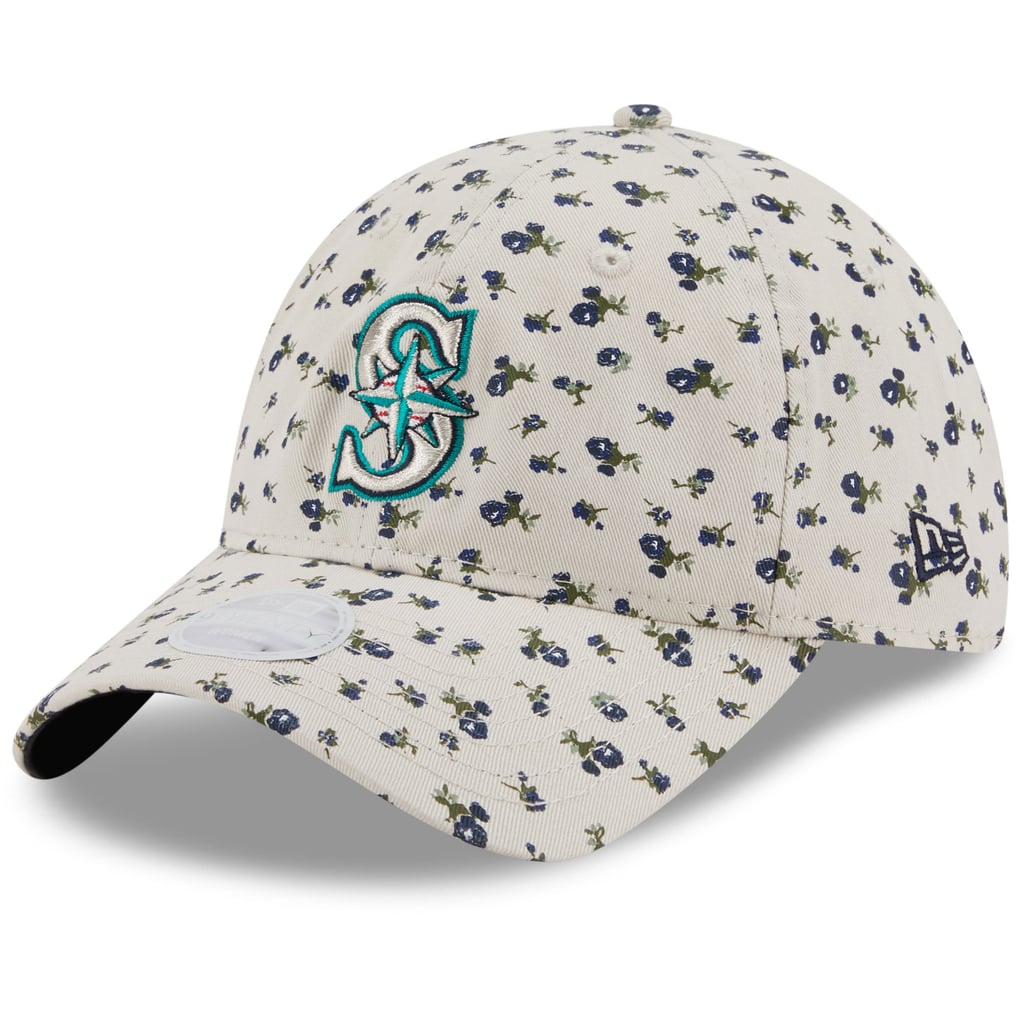 Cream and Blue Floral Pattern Hat Women main image 4