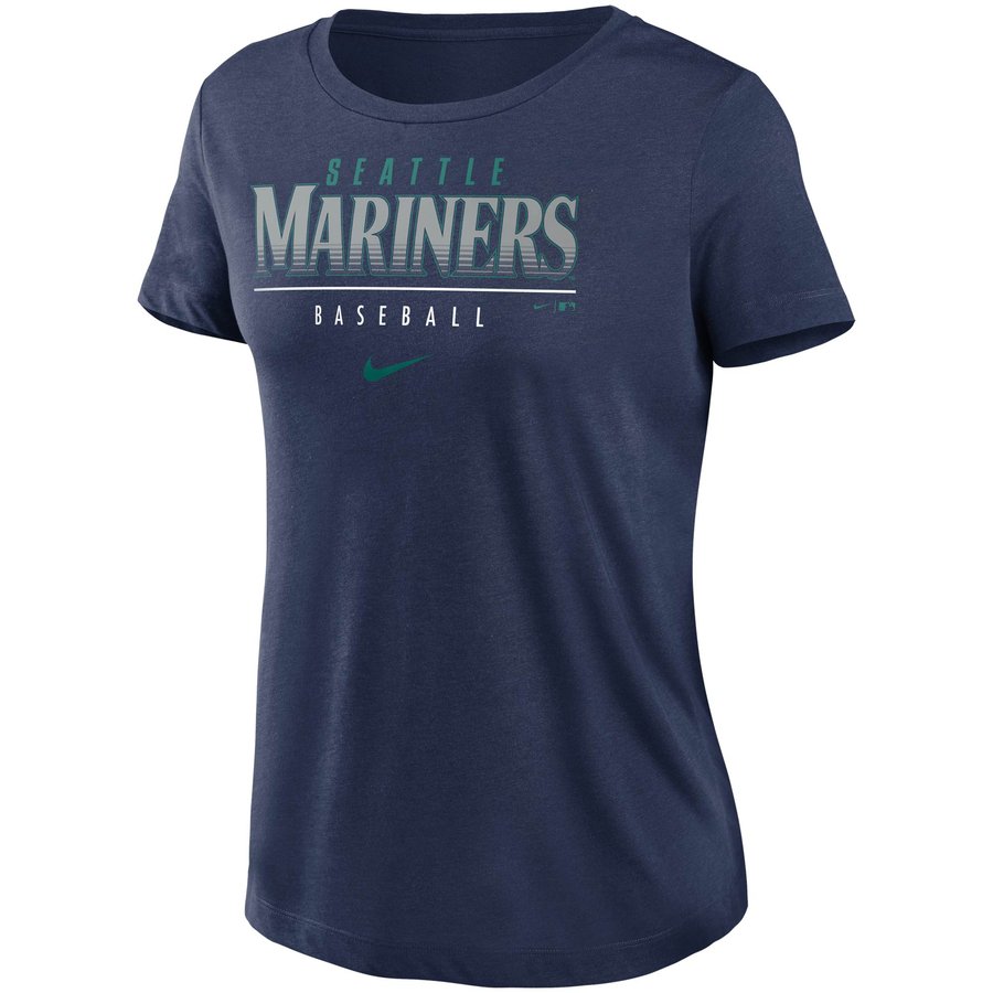 Seattle Mariners Lettering Women's Seattle Mariners Nike Navy Club Lettering Essential Tri-Blend ...