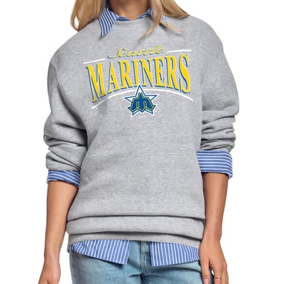 Seattle Mariners Starter Women's Arch Stripe Fleece Sweatshirt - Gray