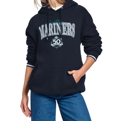  Seattle Mariners Starter Women's Anniversary Logo Fleece Hoodie - Navy