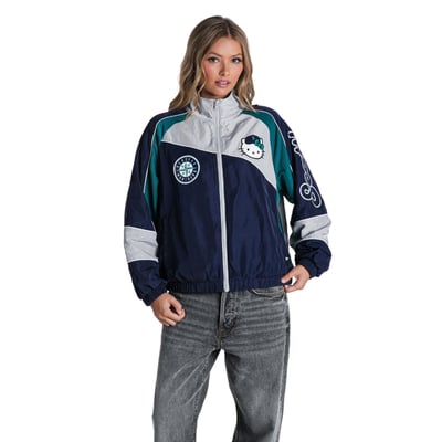 Seattle Mariners The Wild Collective Women's Hello Kitty Colorblock Full-Zip Track Jacket - Navy/Teal