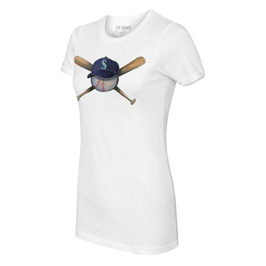 Seattle Mariners Tiny Turnip Women's Hat Crossbats T-Shirt - White