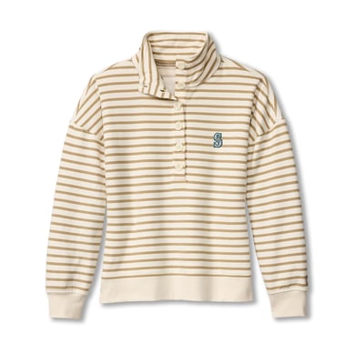  Seattle Mariners Tommy Bahama Women's Marina Del Mar Stripe Mock Neck Sweatshirt - White