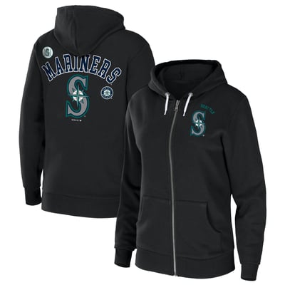  Seattle Mariners WEAR by Erin Andrews Women's Full-Zip Sponge Fleece Hoodie - Black