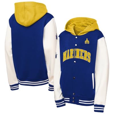 Seattle Mariners Mitchell & Ness Youth Court Side Fleece Full Snap Jacket - Royal
