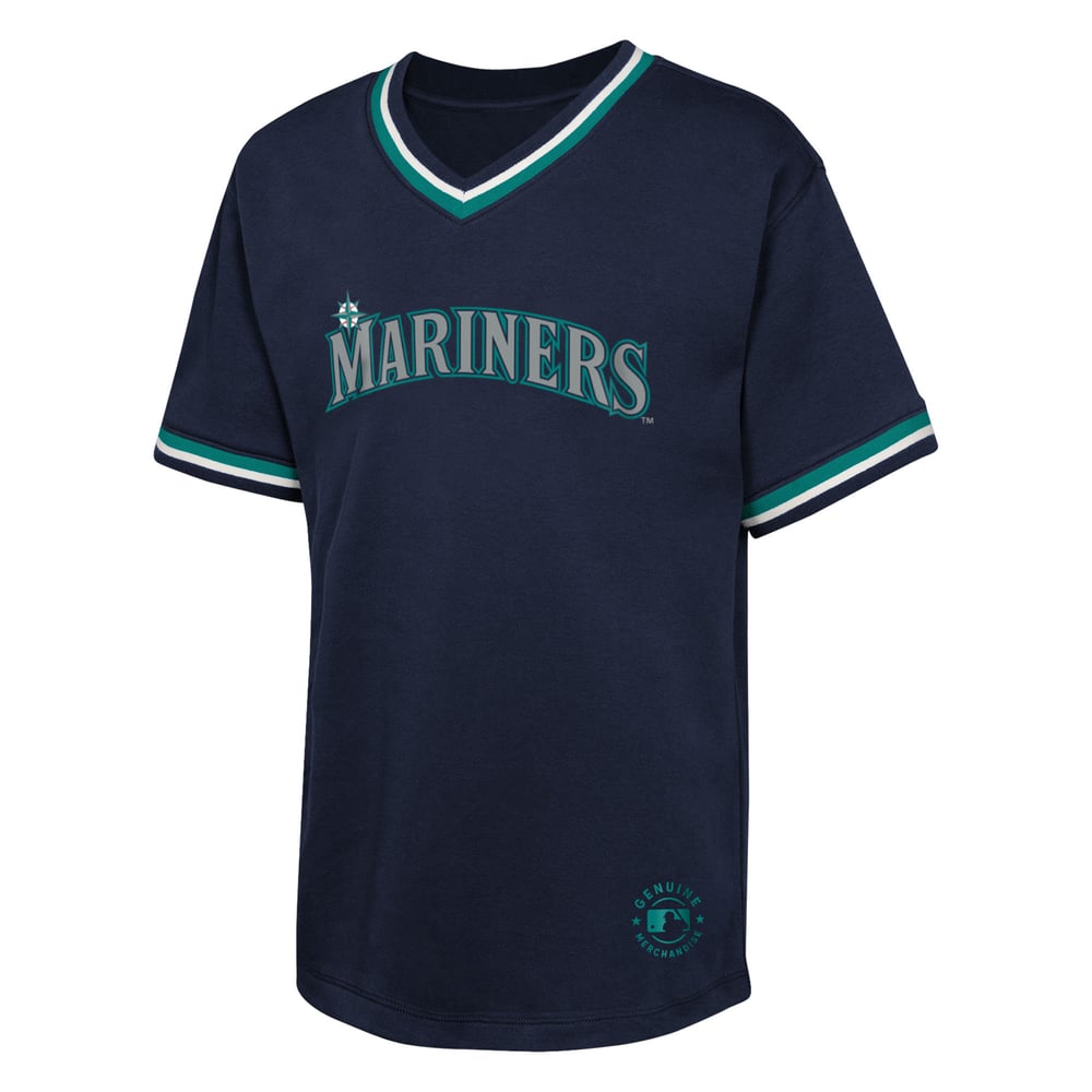 Mariners Sign Reliever Youth Seattle Mariners Navy Relief Pitcher V-Neck T-Shirt
