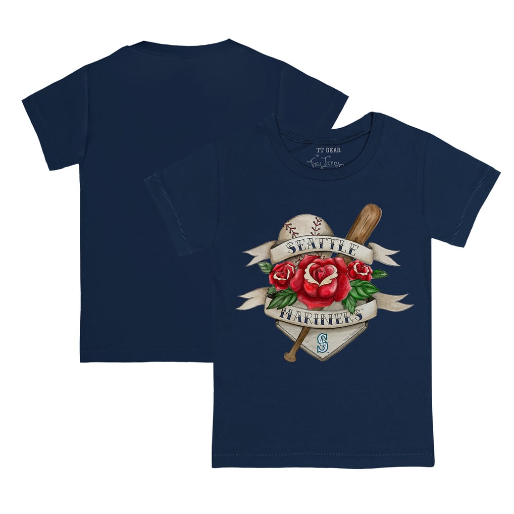 Seattle Mariners Tiny Turnip Youth Tattoo Rose T-Shirt - Navy