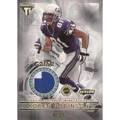 2001 Titanium Post Season Jersey Patches #91 Koren Robinson/87