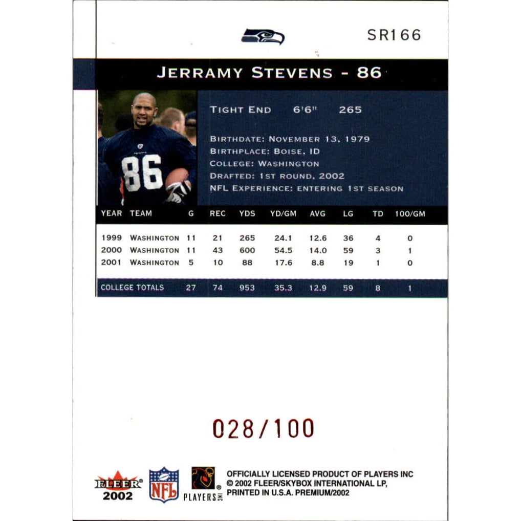 2002 Fleer Premium Star Ruby #166 Jerramy Stevens