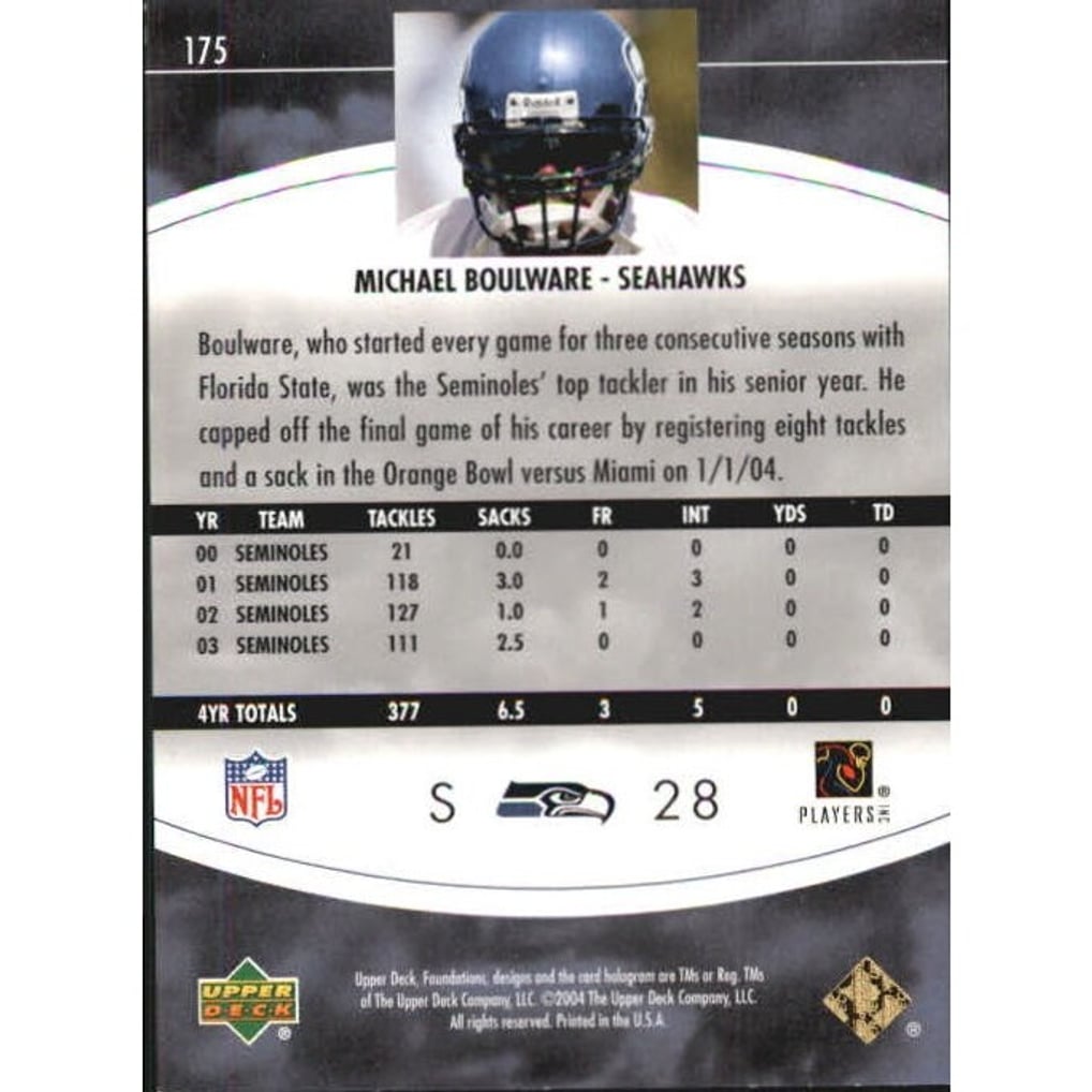 2004 Upper Deck Foundations Exclusive Gold #175 Michael Boulware