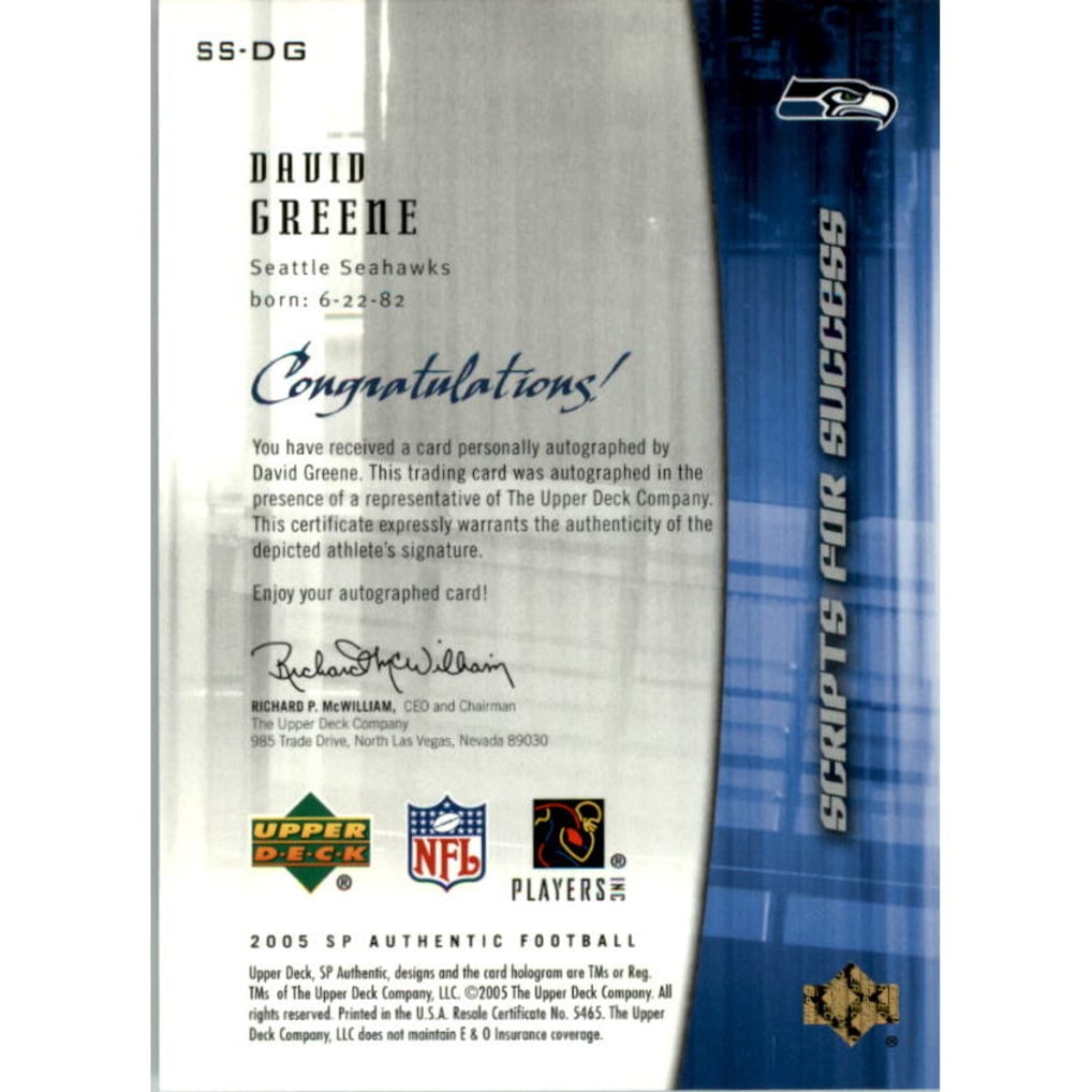 2005 SP Authentic Scripts for Success Autographs #SSDG David Greene