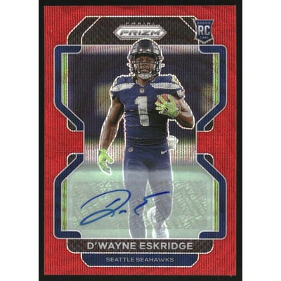2021 Panini Prizm Rookie Autographs Prizms Red Wave #349 D'Wayne Eskridge