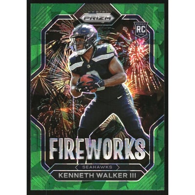 2022 Panini Prizm Fireworks Prizms Green Ice #25 Kenneth Walker III