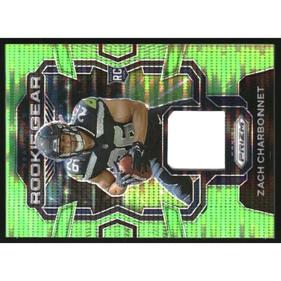 2023 Panini Prizm Rookie Gear Prizms Neon Green Pulsar #8 Zach Charbonnet