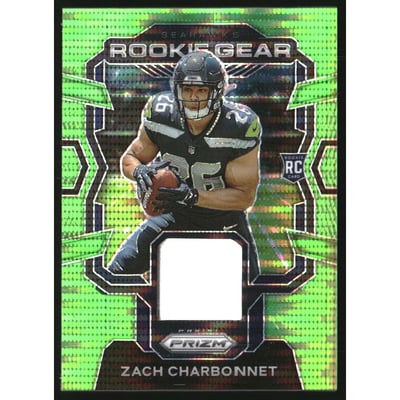 2023 Panini Prizm Rookie Gear Prizms Neon Green Pulsar #8 Zach Charbonnet