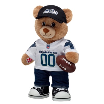  Seattle Seahawks Build-A-Bear Happy Hugs Teddy Bear Gift Set