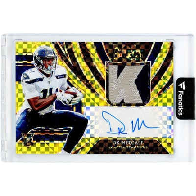 DK Metcalf Seattle Seahawks Autographed 2019 Panini Select Dual-Color Logo Relic Gold Prizm #RM-DK #3/10 Rookie Card