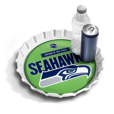 Seattle Seahawks Fanpoint 13" Bottle Cap Serving Tray