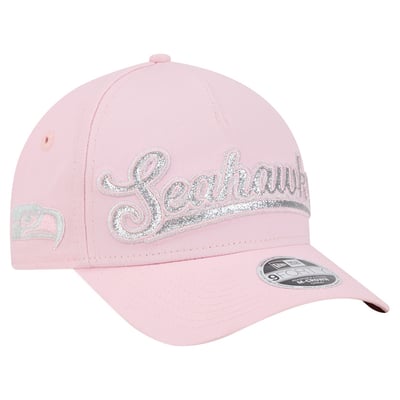 Seattle Seahawks New Era Girls' Throwback Glitz A-Frame 9FORTY Adjustable Hat - Pink