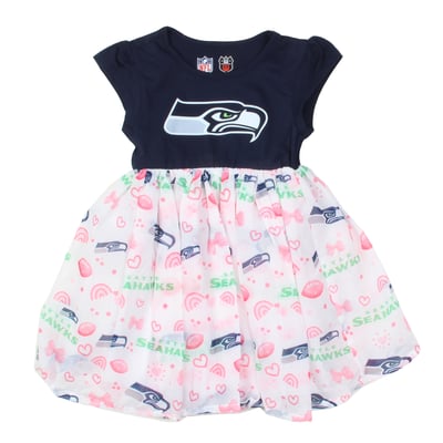 Seattle Seahawks Wes & Willy Girls Toddler Princess Dress - College Navy
