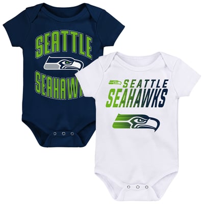 Seattle Seahawks Outerstuff Infant Snuggle Blitz 2-Pack Bodysuit Set - College Navy/White